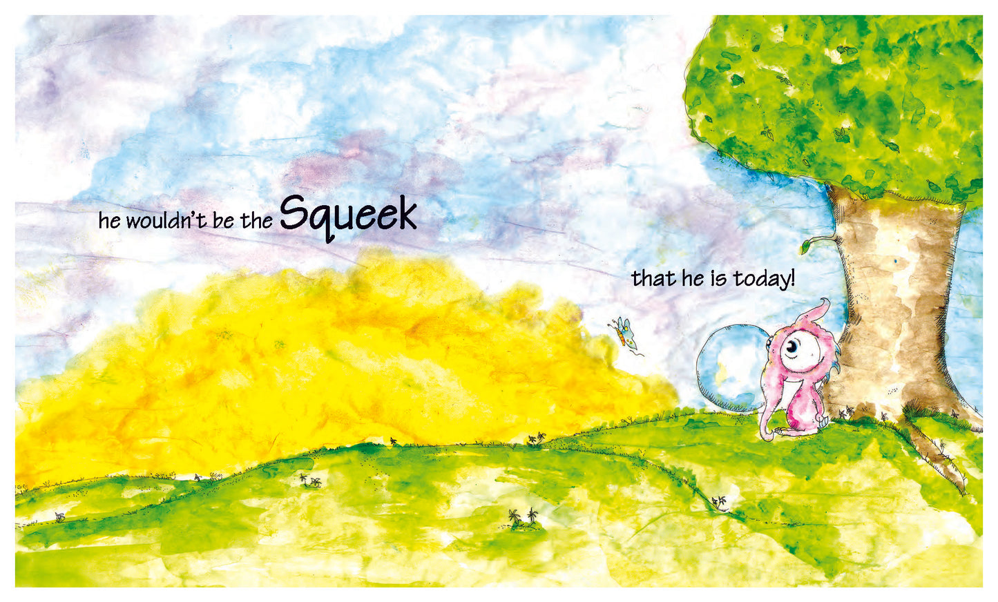 Squeek The WoryyWoo in the monster in the bubble. Squeek helps children understand the emotion of shyness and encourages them to be brave. Great for emotional wellbeing and mental health for children.